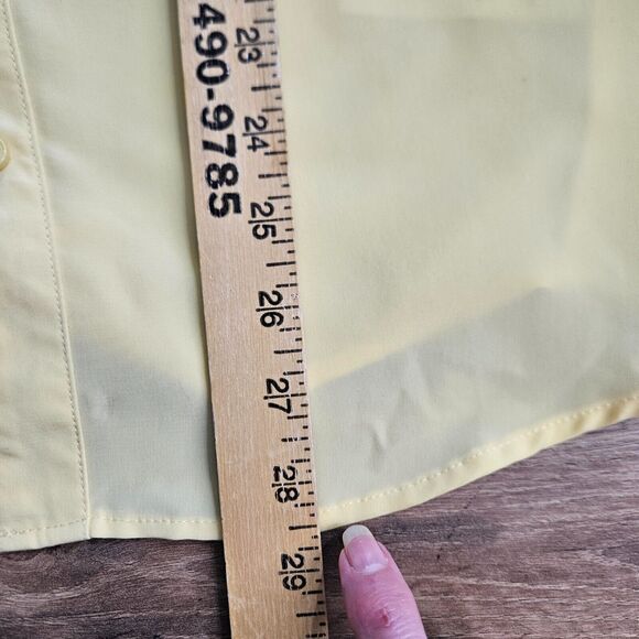 D & Co Top Womens XXS Button Front Long Sleeve Chest Pockets Yellow Minimal - Picture 9 of 11